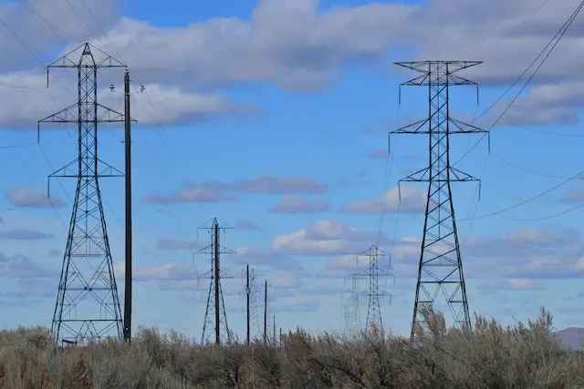 Tall towers against a blue sky